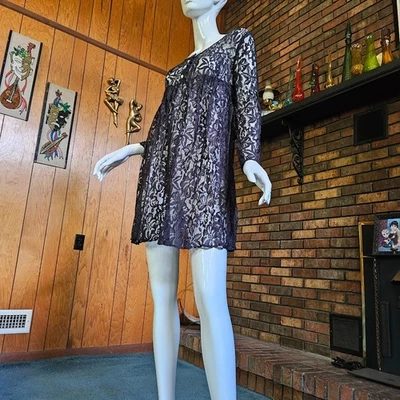 Mini Vestido Trapecio Babydoll Vintage Años 90 Gótico Dolly Punk Kinderwhore Encaje Negro M Foto 1 de 4