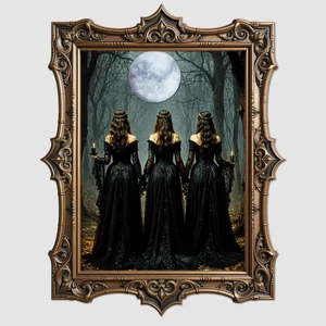 Witch Coven Painting Print Witches Fine Art Wall Wicca Witchcraft Witches Decor  - Picture 1 of 19