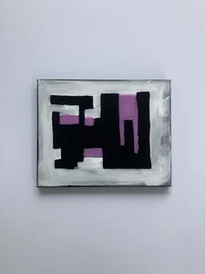 Pequeña pintura en lienzo moderno expresionista brutalista de mediados de siglo 8x10 - Imagen 1 de 3