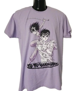 Mens Anime Graphic Print T-Shirt HAKUSHO Ghost Files L(44")Light Purple Used - Picture 1 of 4