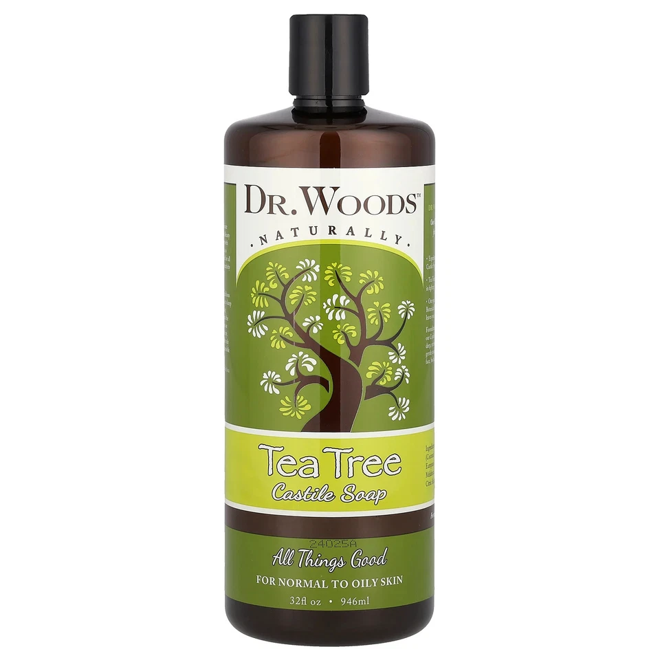 Jabón Dr Woods Tea Tree Castilla 32 fl oz 946 ml totalmente natural, sin crueldad, Foto 1 de 2