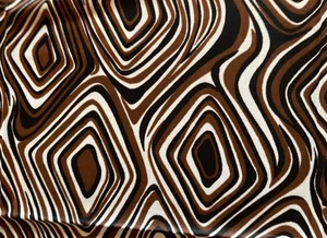 Tela de poliéster vintage con estampado de diamantes marrón y negro 30x45 hippie - Imagen 1 de 3