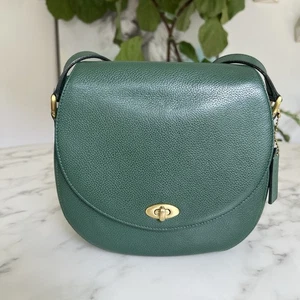 COACH Vintage Madison Carlyle Turnlock Crossbody Bag 4401 Fern Green Brass 90's - Picture 1 of 23