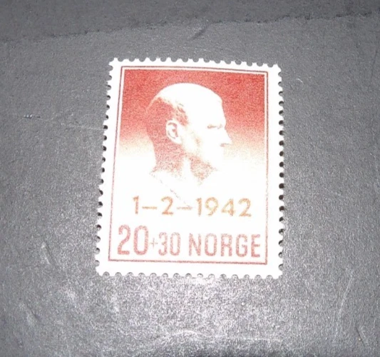 NORWAY SCOTT #B26 VIDKUN QUISLING OVERPRINT SEMI-POSTAL STAMP MH SET OF 1 - Image 1 of 1