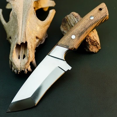 Gift-Ready 9.3" Damascus / Steel Knife Full Tang Hunt it Hunt + Leather Sheath - Image 1 of 4