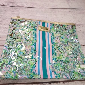 LILLY PULTIZER BEACH DAY POUCH & FLORAL MULTICOLOR WRISTLET BAG - Picture 1 of 5