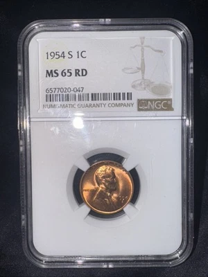 1954 S Lincoln Wheat Penny NGC MS65RD - Image 1 of 4