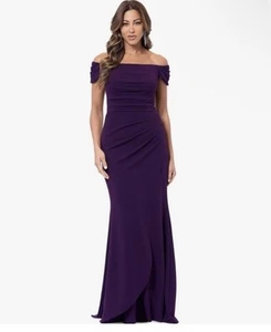 Xscape Evenings Dani Rüschen Schulterfrei Scuba Krepp Trompetenkleid Kleid 12 - Bild 1 von 11