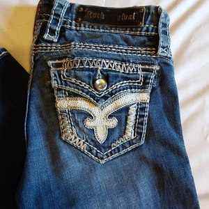 Womens  Buckle Rock Revival Serena Easy Boot Denim  Jeans Sz 25 Distressed - Picture 1 of 12