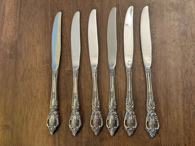 Set of 6  Stainless Looks Like MICHAELANGELO Glossy Dinner Knives 9" NICE - Image 1 of 3