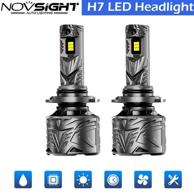 NOVSIGHT 2x H7 LED Headlight Bulbs High Low Beam 6500K White 60000LM Bright Lamp - Image 1 of 4