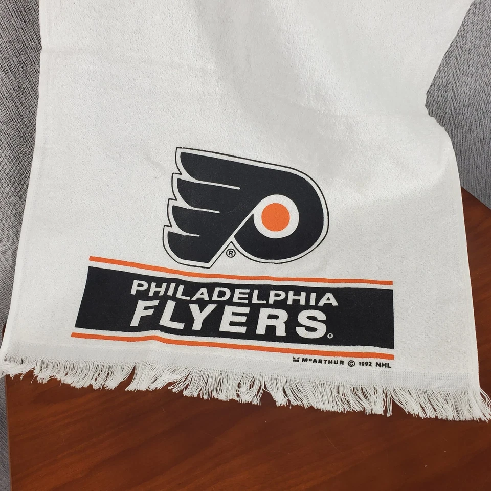 Vtg Philadelphia Flyers Rally Towel 90s NHL Hockey Golf Cannon McArthur 1992 - Image 1 of 4