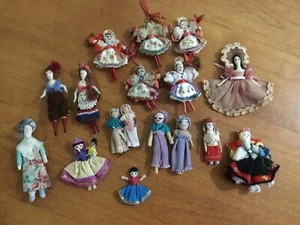 16 Vintage Handmade Ethnic Yarn/ String Dolls Worry Dolls Colorful Folk Art - Picture 1 of 10