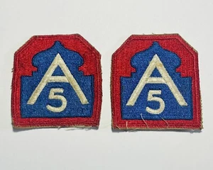 US 5th Army A-5 Division Shoulder Unit Military Uniform Patch - Red Blue-LOT 2 - Picture 1 of 6