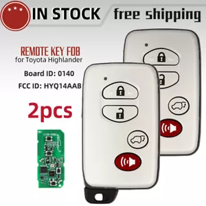 2 for Toyota Highlander RAV4 Sequoia Smart Remote Key Fob HYQ14AAB 271451-0140 - Picture 1 of 6
