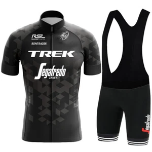 Cycling Jersey Bib Shorts Kits Short Sleeve Black Shirt Pad Strapped Shorts Set - Picture 1 of 7