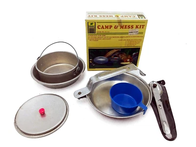 老式 Texsport G-14 露营和杂乱套装野营平底锅烹饪套装 - 形状良好 — 第 1/4 张图片