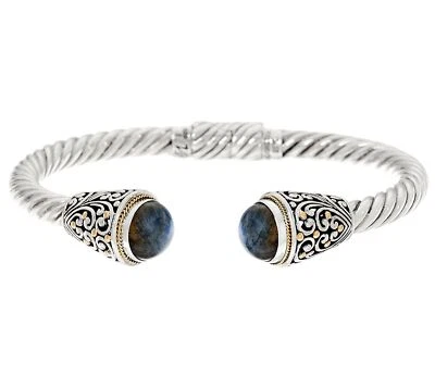 QVC Artisan Crafted Sterling Silver & 18K Gold Labradorite Cuff Bracelet Small - Image 1 of 3