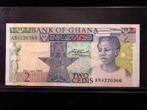 GHANA 2 Cedis 1980 P18 Bank Beautiful 0366# USA Seller Currency Paper Money Cover