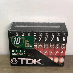 TDK VHS Tapes 10 Pack High Standard HS 6 Hours Movie Video VCR Blank New Sealed - Picture 1 of 12