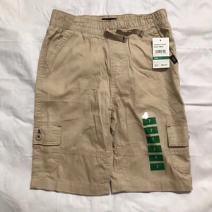 Lee Khaki Chino Cargo Shorts Boys Size 7 Pull On Elastic Waist Cotton NWT - Picture 1 of 9
