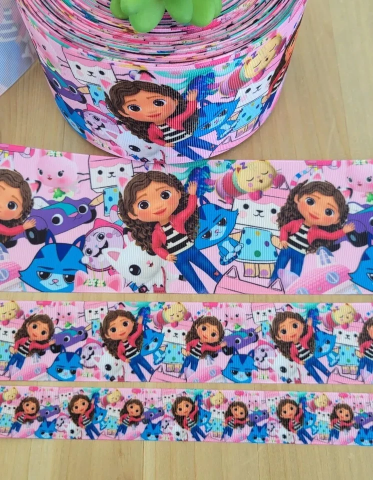 7/8, 1.5 & 3 Inch (1 YD) Gabby’s Dollhouse Ribbon Catrat Pandy Paws Pillow Cat - Image 1 of 1
