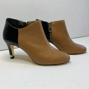 TED BAKER Caberi Kitten Heel Ankle Boots 36 | Black Tan Patent Leather Booties - Picture 1 of 15