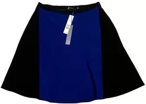 Elie Tahari Womens (4) Judy Fit & Flare Skirt Lined Side Zip Blue Black $248 NWT - Picture 1 of 6