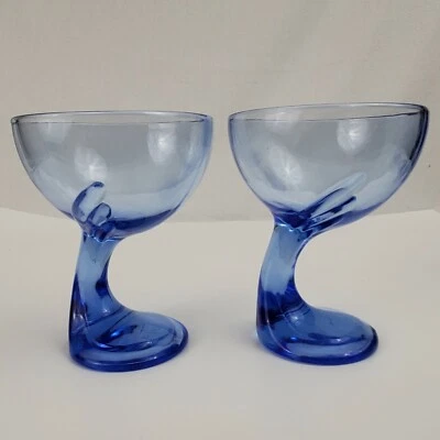 2 Bormioli Rocco Blue Glasses Wine Goblets Dessert Bowls, Made in Italy - Image 1 of 4