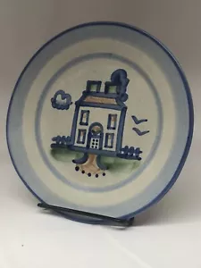 M. A. Hadley Hand Painted Pottery 6" Signed Dessert Bread Plate FARM HOUSE - Picture 1 of 5