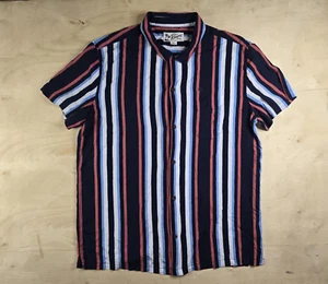 Camisa Aeropostale The Resort Para Hombre XL Azul Rojo Rayas Manga Corta Rayón Playa - Imagen 1 de 16