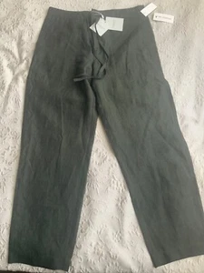 men's Richard James dark green fine linen drawstring trousers size 34 R - Picture 1 of 5