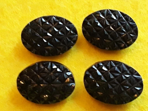 ANTIQUE VICTORIAN BLACK GLASS SET OF 4 OVAL BRILLANT DIAMOND CUT Cover
