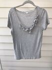 JCrew Grey Cotton T Shirt Size M with Rosette Detail (from US)