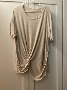 A Beautiful Soul Short Sleeve White Cream B 2X Top Tie Twist Front Cross Over - Picture 1 of 3