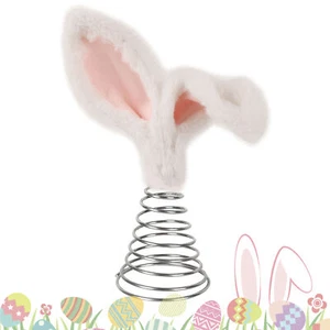 Easter Tree Topper With Bunny Ears Plush Metal Rabbit Decoration Ornament - Picture 1 of 12