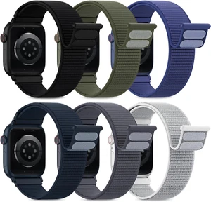 6 Pack Sport Nylon Loop Bands Compatible with Apple Watch Band 40mm 41mm 38mm 42 - Picture 1 of 7