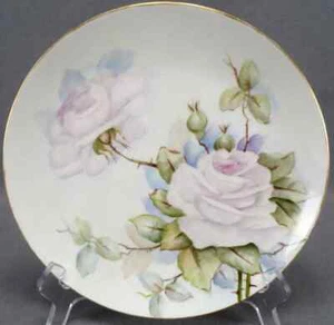 Latrille Limoges Hand Painted Large Pale Pink Roses 8 3/4 Inch Plate C.1899-1913 - Picture 1 of 8