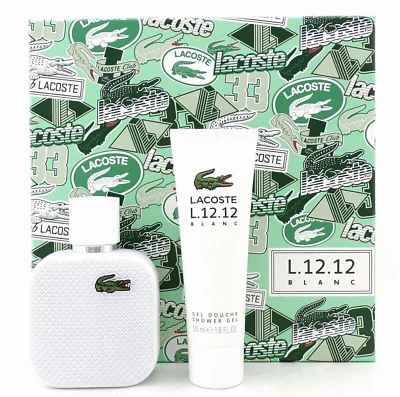 Lacoste L.12.12 Blanc 1.6oz Eau de Toilette Spray + 1.6oz Gel de Ducha Nuevo CONJUNTO para Hombres Foto 1 de 4