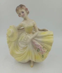 8"Vintage Rubens Japan Planter Boomer Girl in Yellow Dress #466M - Picture 1 of 22
