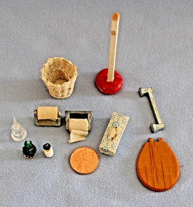 Vintage Doll House Bathroom Miniature Accessories Mixed Lot 1:12 10 pcs - Picture 1 of 5