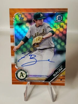 TYLER BAUM AUTO 1st 2019 Bowman Chrome Draft Autograph ORANGE REFRACTOR #/25 RC - Image 1 of 3