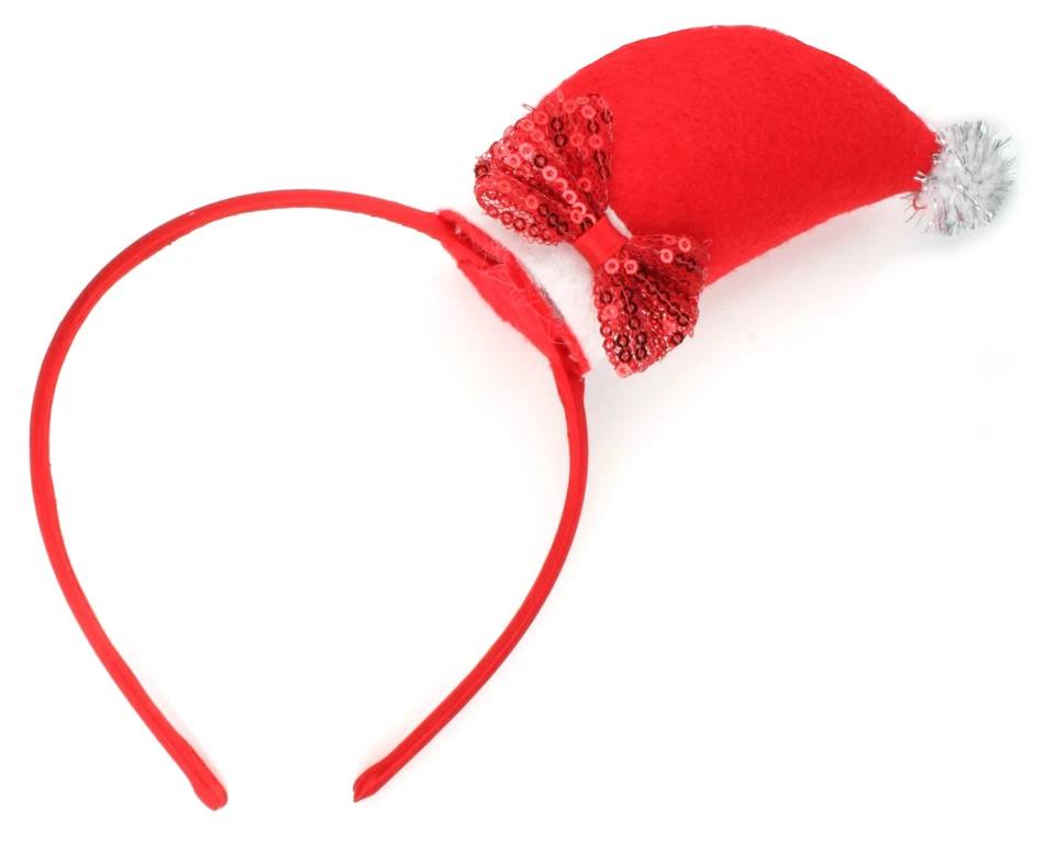 Zest Christmas Satinado Alicia Band con Sombrero de Santa y Malla Moño Accesorio para el Cabello Rojo Foto 1 de 1