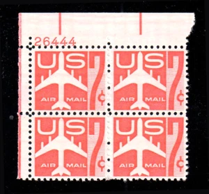 US Scott C60 Plate Block Post Office Fresh Mint NH Red Jet - Picture 1 of 1