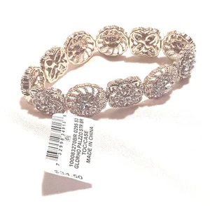 Charter Club Goldtone Pavé Flower Stretch Bracelet NWT Loose-Stretch Fit - Picture 1 of 5