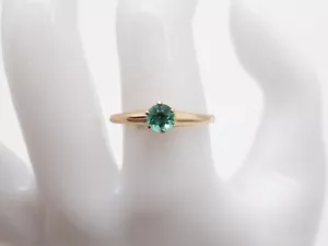 Anello antico vittoriano 1890 $2400,85 ct TONDO smeraldo colombiano oro giallo 14 kt - Foto 1 di 6