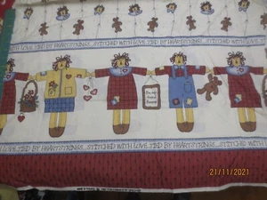 Raggedy Ann & Andy 100% Cotton Fabric- 1yd 14 x 44" Mine & Yours 1997 Spectrix  - Picture 1 of 6