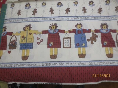 Raggedy Ann & Andy 100% Cotton Fabric- 1yd 14 x 44" Mine & Yours 1997 Spectrix  - Image 1 of 4