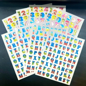 8 Sheets Alphabet and Number A B C Stickers Thin Foil Waterproof Free Shipping - Picture 1 of 2