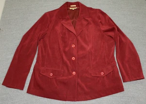 Notations Blazer Women's 2X Burgundy With Suede Feel Button Up Pockets Christmas - Picture 1 of 17